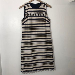 J. Crew Ivory & Navy Stripe Scalloped Shift Dress 6T